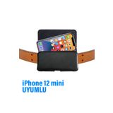 EXENAR iPhone 12 Mini Kemer Kılıfı Bele Takılan Çanta Telefon Kılıfı