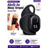 Exenar Isıtmalı El Bilek Masaj Aleti 5 Isı Kademeli Titreşimli Masaj Pedi 1800MAH Auhma AMG40 LCD Ekran - Siyah