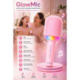 Exenar Kablosuz Bluetooth Karaoke Mikrofonu 5W Rgb Işıklı Taşınabilir Kablosuz Mikrofon Şarjlı 1200 Mah - Pembe