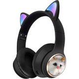 Exenar Kedi Kulaklık Bluetooh Kablosuz Kız ve Erkek Çocuklar Için Hediye Önerisi Renkli Kedi Kulaklıklar - Siyah
