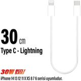 Exenar Kısa 30CM iPhone Şarj Kablosu Type C Lightning Hızlı iPhone 14 13 12 11 Uyumlu - Bej
