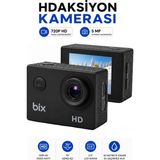 Exenar Mini Aksiyon Kamerası Seti Hd 720P Bisiklet Motosiklet Kask Kamerası Webcam Özellikli - Siyah