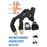 Exenar Motosiklet Scooter Motor Kilitli Zincir A3 Galvanizli Kilit Ve Zincir Seti 1,8 Metre
