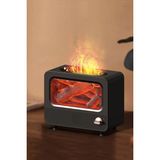 Exenar Retro Tv Tasarımlı Hava Nemlendirici Alev Efektli Odun Çıtırtı Sesli Aroma Difüzörü Ultrasonik Buhar Makinesi - Siyah