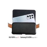 EXENAR Samsung Galaxy S21 Ultra Kılıf - Kemer Kılıfı Kapaklı Bele Takılan Telefon Kılıfı Siyah