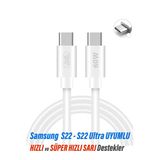 Exenar Samsung S22 - S22 Ultra Uyumlu Şarj Kablosu Hızlı Şarj Type C Kablo 60W Süper Hızlı Şarj Destekler