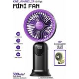 Exenar Şarjlı El Fanı 5 Kademeli Telefon Standlı Mini Vantilatör 300MAH 180° Katlanabilir El Tipi Fan - Siyah