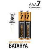 EXENAR Şarjlı İnce Pil AAA Şarj Edilebilir Kumanda Pili 1.5V 800mWh Lityum-İon İnce Pil AAA7 Type-C Şarjlı