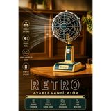 Exenar Şarjlı Masaüstü Mini Vantilatör Fan Retro Tasarım Vintage Mini Üfleme Şarjlı 1800MAH Batarya 3 Mod - Bej