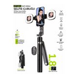 EXENAR Yüz Takip Özellikli Gimbal Tripod Şarjlı Çift Led Işık Ayna Kumanda Uzun 1.8m Selfie Çubuğu Telefon