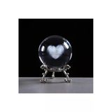 Exenet Kristal Cam Küre Kalp Temalı Love Dekor Metal Standlı Dekoratif Dünya Küresi Şık Hediyelik Lüx Set