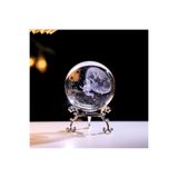 EXENET Kristal Cam Küre Özel Lazer İşleme Dünyaya Sırt Dönen Astronot Standlı Set 3D Sürpriz Hediyelik Eşya