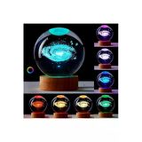 Exenet Kristal Cam Küre Toz Bulutu Galaksi Usb Ahşap Taban Top Led Lamba Hediyelik Dekor Sürpriz Kar Küresi