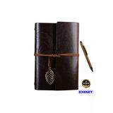 Exenet Nostaljik Vintage Defter Ve Doğal Bambu Touch Tükenmez Kalem Vıp İkili Set - Özel Hediyelik Takım