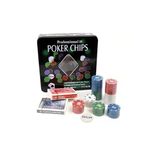 Exenet Profesyonel Poker Seti 100 Chip 2 Adet İskambil Kağıt Özel Metal Kutu Vip Casıno Oyunu Premium Takım