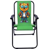 Exent 2-6 Yaş Lüx Çocuk Kamp Sandalyesi, Gözlüklü Maskot Ayı-Yeşil,