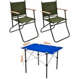 Exent 2 Adet 120 kg Kapasiteli Katlanır Kamp Sandalyesi ve 50X70 Kamp Masası SETI-2-AS-5070-M - Renkli