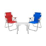 Exent 2 Adet Katlanır Piknik Kamp Sandalye Ve 45x60 Masa-piknik Seti Çok Renkli