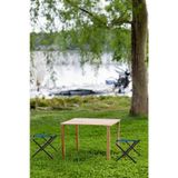 Exent 2 Adet Tabure Ve 60 X 60 Cm Katlanir Ahsap Kamp Masasi Seti-Piknik Bahce Balkon Seti