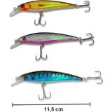 Exent, 3 Adet 13 Gr. 11,5 cm 6 Kancalı Suni Balık Yemi, Rapala-Gerçek Görünümlü Suni Yem - Çok Renkli