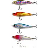 Exent, 4 Adet 8 Gr. 7,5 cm 6 Kancalı Suni Balık Yemi, Rapala-Gerçek Görünümlü Suni Yem - Çok Renkli - 11,5 cm