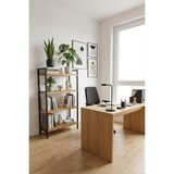 Exent, 4 Katlı Metal Ofis Kitaplığı, Doğal Ahşap Raf, 4 Katlı Kitap Dosya Rafı - Depo, Arşiv, Metal İskelet - 0