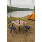 Exent 45X60 cm Kamp Sehpası + 3 Adet Lacivert Tabure Piknik, Balkon Sehpası Katlanır Sehpa-A-3l - 45 x 60 - Renkli