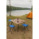 Exent 45X60 cm Kamp Sehpası + 3 Adet Mavi Tabure Piknik, Bahçe Balkon Sehpası Katlanır Sehpa-A-3m - 45 x 60 - Renkli