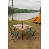 Exent 45X60 cm Kamp Sehpası + 3 Adet Yeşil Tabure Piknik, Bahçe Balkon Sehpası Katlanır Sehpa-A-3y - 45 x 60 - Renkli