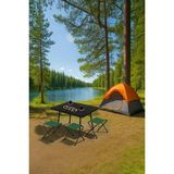 Exent 45X60 cm Kamp Sehpası + 3 Adet Yeşil Tabure Piknik, Bahçe Balkon Sehpası Katlanır Sehpa-Me-3y - 45 x 60 - Renkli