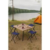 Exent 45X60 cm Kamp Sehpası + 4 Adet Lacivert Tabure Piknik, Bahçe Sehpası Katlanır Sehpa-A-4l - 45 x 60 - Renkli