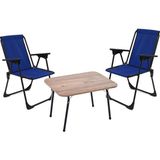 Exent 45X60 Katlanır Masa + 2 Adet Kamp Sandalyesi, Çift Dikişli 120 kg Kapasiteli-2lac-Atl - Renkli