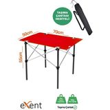 Exent 50X70 cm Kamp Masası Katlanabilir Masa, Piknik Masası, Siyah Taşıma Çantalı-Kırmızı - xx - Renkli