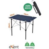 Exent 50X70 cm Kamp Masası Katlanabilir Masa, Piknik Masası, Siyah Taşıma Çantalı-Lacivert - xx - Renkli