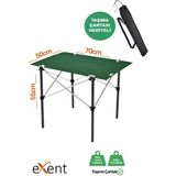 Exent 50X70 cm Kamp Masası Katlanabilir Masa, Piknik Masası, Siyah Taşıma Çantalı-Petrol Yeşili - xx - Renkli