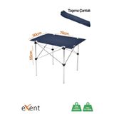 Exent 50x70 Cm Katlanabilir Kamp Masası, Piknik Bahçe Masası, Taşıma Çantalı Masa-lacivert