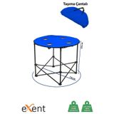Exent 70 x 70 x 60 cm Yuvarlak Katlanır taşıma çantalı kamp masası, piknik masası-MAVİ