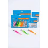 Exent 8 cm Silikon Yem Seti 20 Adet + Kurşun Kafalı Jig Head Kanca 10 Adet | Levrek, Çupra, Lüfer - Çok Renkli - 11,5 cm