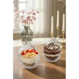 Exent Berry Cam Şekerlik Çiftli 285 Ml, Cam Kapaklı Şekerlik, Cam Kase-2 Adet