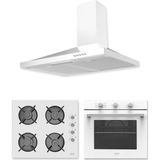 Exep Basic Beyaz 240 3'lü Ankastre Set A Enerji Sınıfı Cam Ocak ve Fırın Özellikleriyle