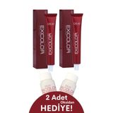Exicolor Kalıcı Krem Saç Boyası 60 ml, 5.66 Şarap Kızılı, 2 Adet + Oksidan Hediye