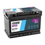Exide EK720 12V 72AH 760A Start Stop Agm Akü (Üretim TARIHI:2025)