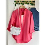 Exit Collection Abs Boyfriend Tesettür Kadın Gömlek - Uzun Kollu Oversize Kadın Gömlek - 2XL - Pembe-01