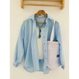 Exit Collection Kadın Abs Boyfriend Uzun Basic Bebe Mavisi Tesettür Gömlek - XL - Buz Mavi