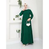 Exit Collection Kadın Ayrobin Yeşil Şık ve Rahat Kesim Kumaş Boydan Tesettür Elbise - 44