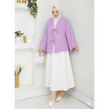 Exit Collection Kadın Tesettür Keten Önü Bağlamalı 2 Bağcıklı Modern Şık Etek Üsttü Lila Kimono Gömlek