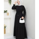 Exit Collection Kadin Tesettür Uzun Siyah Bürümcük Elbise - 52 - Siyah