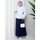 Exit Collection Terikoton Kumaş - Beli Korseli Korse Destekli - Kadın Tesettür Gömlek - 38 - 40 - Beyaz