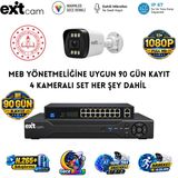 ExitCam 4 Kameralı 5 MP IP PoE Güvenlik Kamera Seti – 8 TB HDD, 90 Gün Kayıt, 100 Metre Cat6 Kablo, Renkli Gece Görüşü