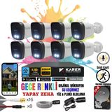 EXİTCAM 8 Kameralı Full HD Sesli AHD Güvenlik Seti – 8 Kanal DVR, 320 GB HDD, Renkli Gece Görüşü, Yüz ve Araç Algılama